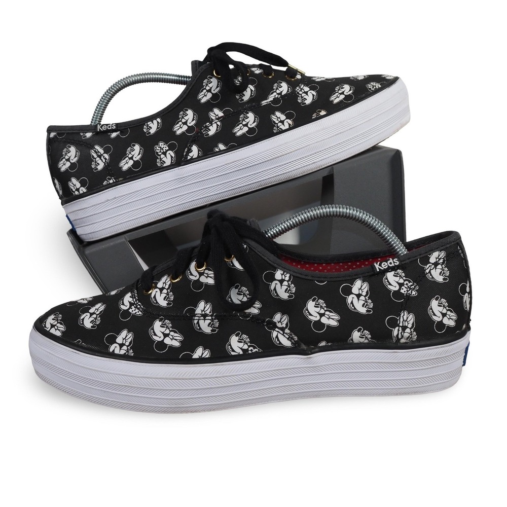 Keds Triple Minnie Mouse Platform Sneaker Womens 6 Black White Canvas Disney